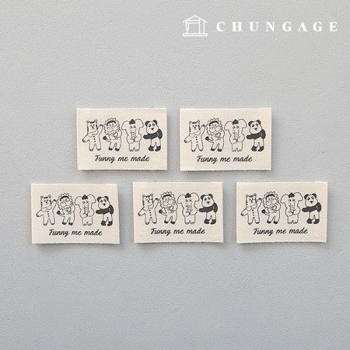 Cotton Label Double-sided Label 5Piece Animal Friends Funny Me Made KL063