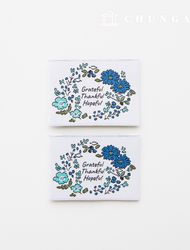 Cotton Label Double-Sided Woven Label Blue Garden 2 Pack