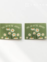 Cotton Label Double-Sided Woven Label Chamomile 2 Pack