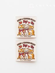 Cotton Label Double-Sided Woven Label Cat Brothers 2 Pack
