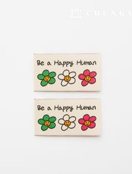 Cotton Label Double-Sided Woven Label Tri-Color Daisy 2 Pack