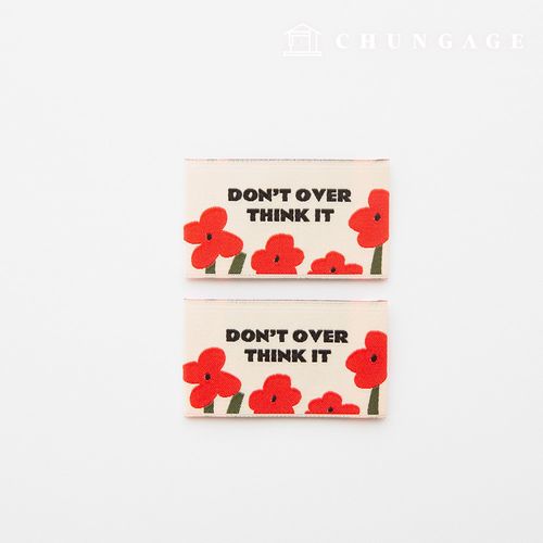Cotton Label Double-Sided Woven Label Small Poppy 2 Pack