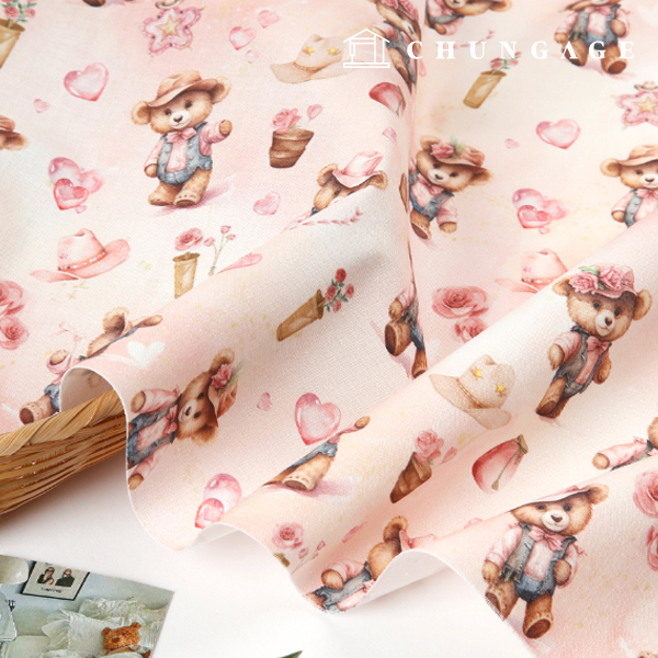 Eco-friendly antibacterial and anti-inflammatory fabric E-DTP cotton 20 count cowboy little bear