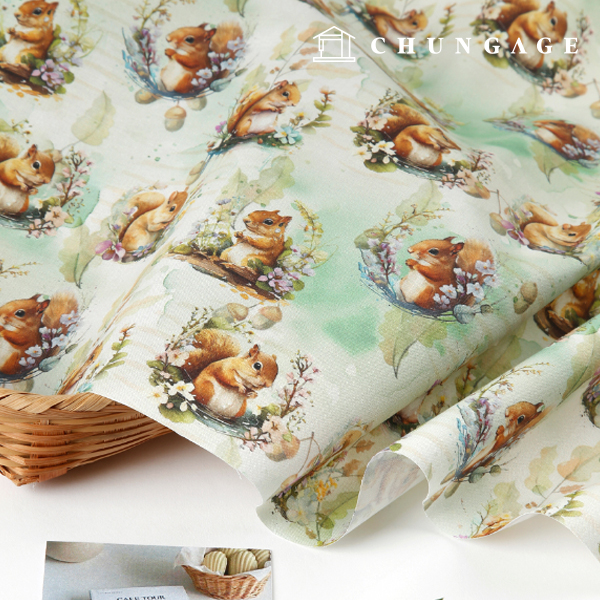 Eco-friendly antibacterial and anti-inflammatory fabric E-DTP cotton 20 count flower and squirrel