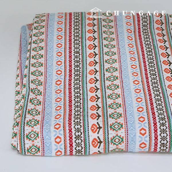 Jacquard Fabric 10 count Vintage Wide Width White Jacquard Flower Stripe