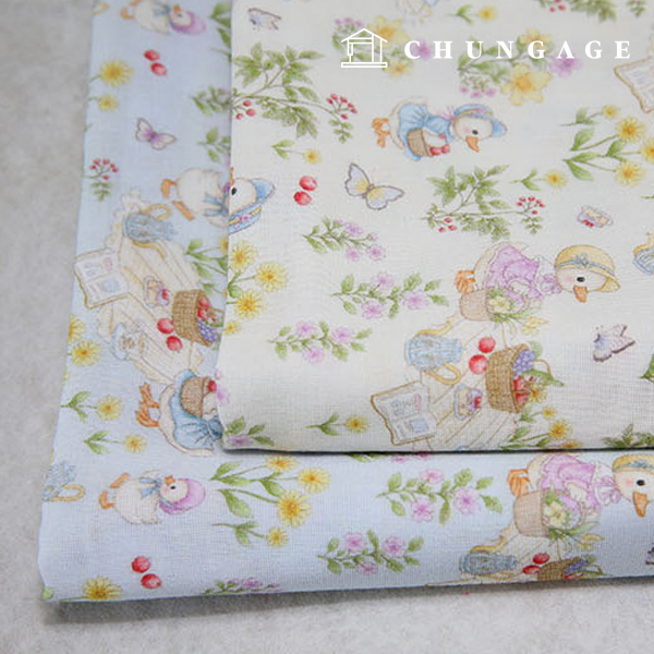 Gauze Fabric Double Gauze Wide Width Animal Pattern Duck Family 2 Types