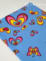 cotton oxford fabric heart Fabric lovely heart Blue