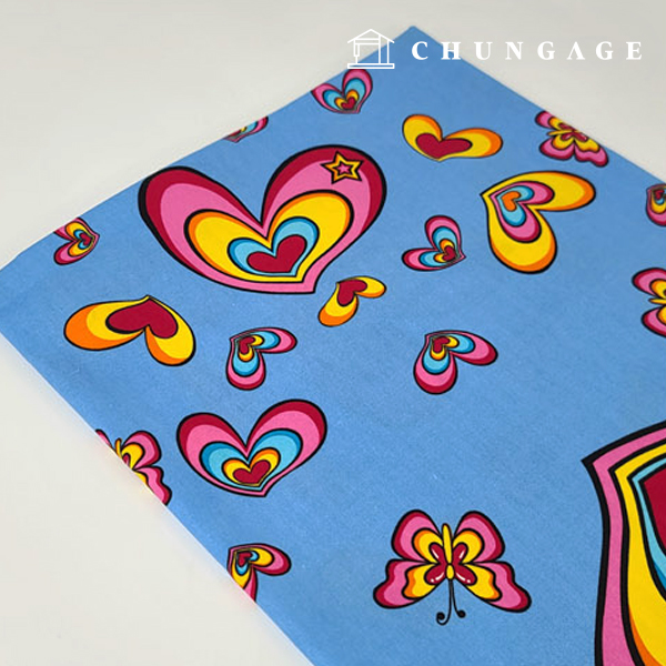 cotton oxford fabric heart Fabric lovely heart Blue