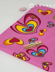 cotton oxford fabric heart Fabric lovely heart Pink