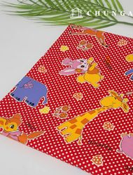 Oxford fabric cotton 20 count Fabric Animal Friends Red