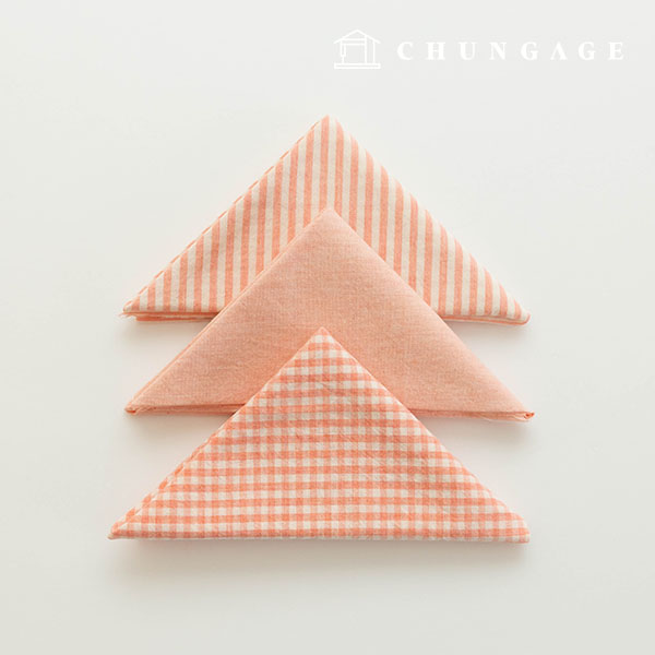 Fabric package Check 4mm scrap fabric cotton Washing Plain piece cloth Melan 3 types 018 True pink
