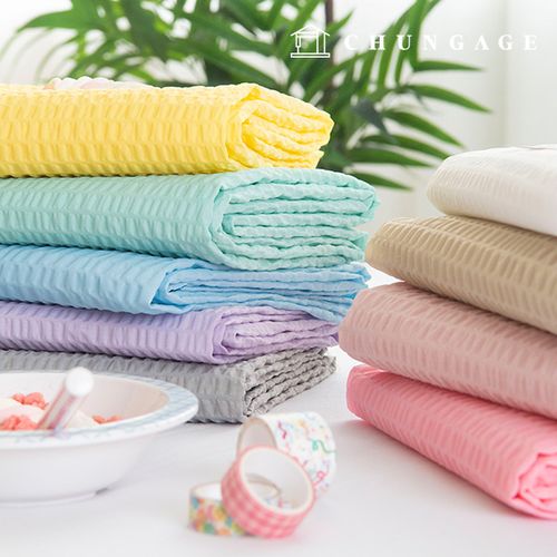 Jijimi Fabric Ripple Seersucker Summer Fabric Wide Width Plain Fabric Cotton Candy 9 Types
