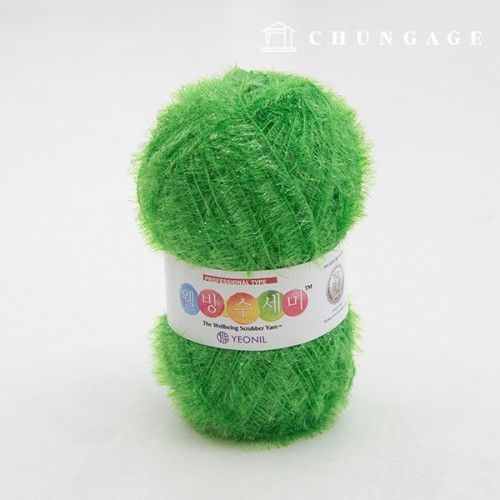 Well-being scrubber yarn glitter knitting yarn scrubber knitting lime green 003