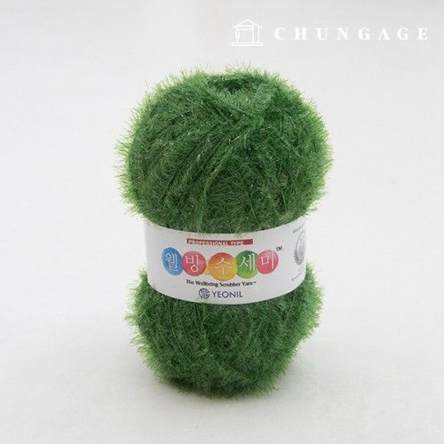 Well-being scrubber yarn glitter knitting yarn scrubber knitting forest green 004