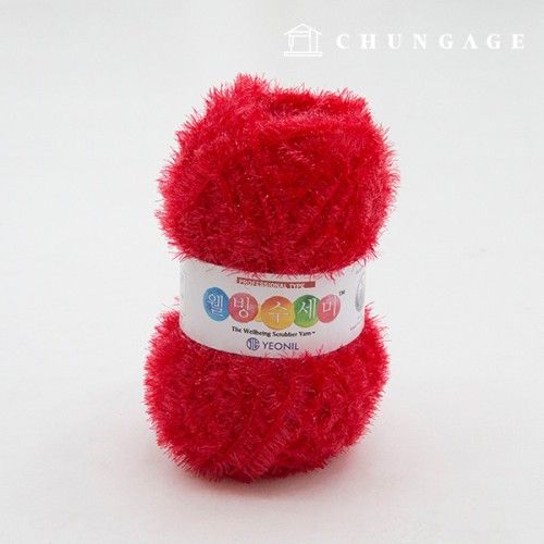 Well-being scrubber yarn Glitter knitting yarn Scrubber knitting Red 008