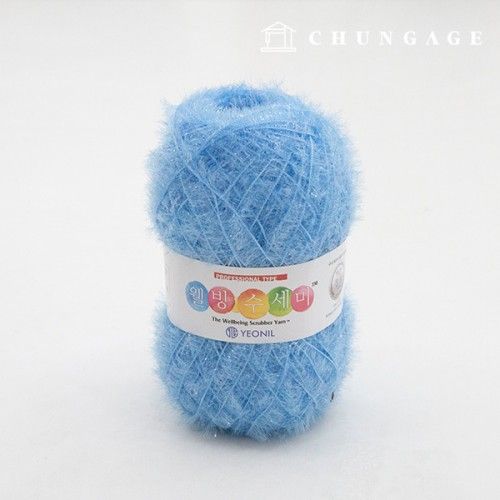 Well-being scrubber yarn Glitter knitting yarn Scrubber knitting Light Blue 009