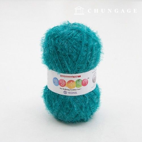 Well-being scrubber yarn Glitter knitting yarn Scrubber knitting Turkey green 010