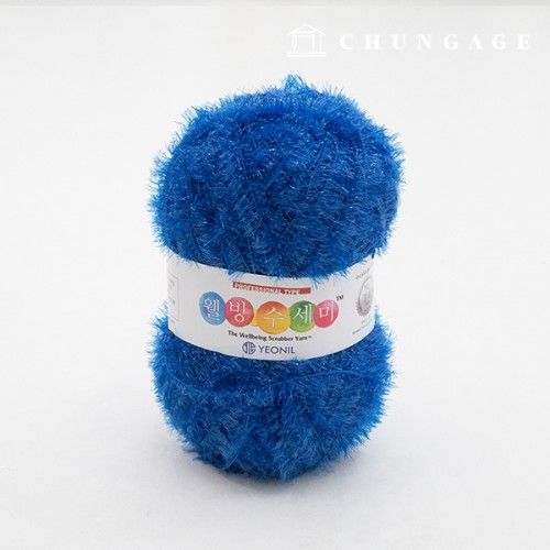 Well-being scrubber yarn Glitter knitting yarn Scrubber knitting Blue 011