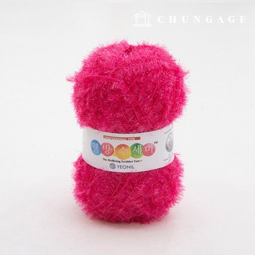 Well-being scrubber yarn glitter knitting yarn scrubber knitting magenta pink 015