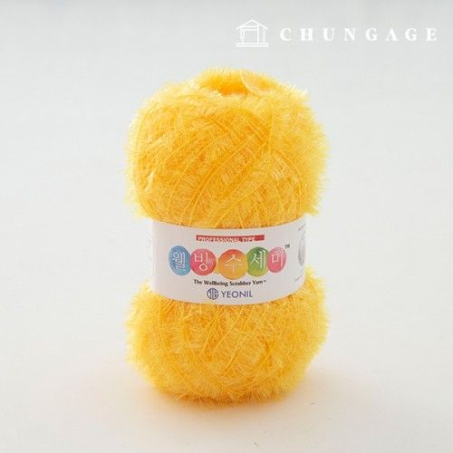 Well-being scrubber yarn Glitter knitting yarn Scrubber knitting Deep yellow 018