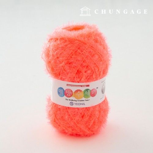 Well-being scrubber yarn Glitter knitting yarn Scrubber knitting coral 021