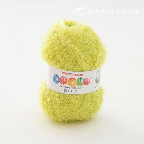 Well-being scrubber yarn glitter knitting yarn scrubber knitting lemon green 026