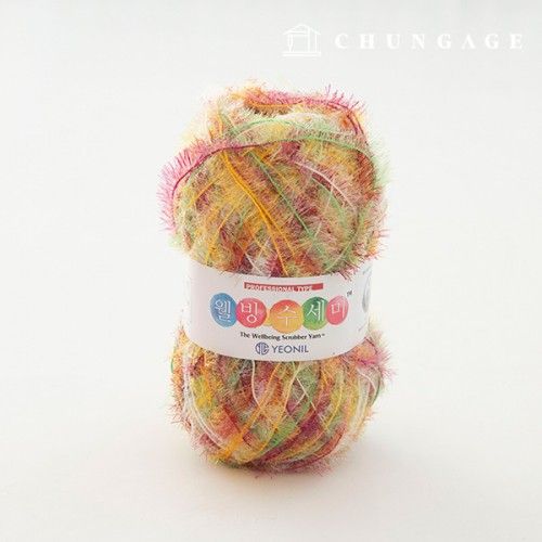 Well-being scrubber yarn glitter knitting yarn scrubber knitting printing mixed fruits 032