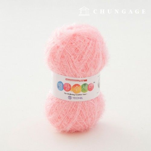 Well-being scrubber yarn Glitter knitting yarn Scrubber knitting Light Pink 041