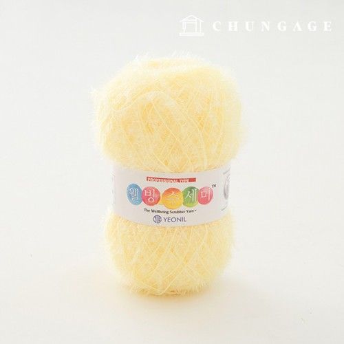Well-being scrubber yarn glitter knitting yarn scrubber knitting lemon chiffon 046