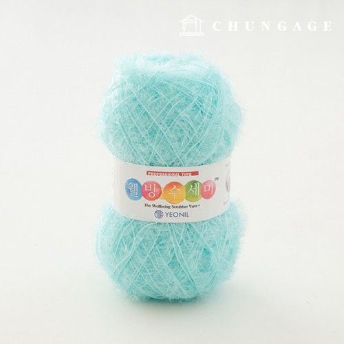 Well-being scrubber yarn Glitter knitting yarn Scrubber knitting Aquamarine 048