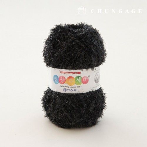 Wellbeing Scrubber Yarn Glitter Knitting Yarn Scrubber Knitting Black 055