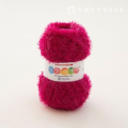 Well-being scrubber yarn Glitter knitting yarn Scrubber knitting Violet Red 064