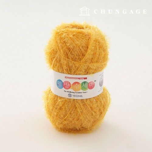 Well-being scrubber yarn Glitter knitting yarn Scrubber knitting Gold 069