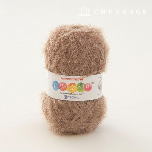 Well-being scrubber yarn glitter knitting yarn scrubber knitting wood brown 071