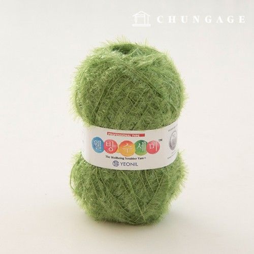 Well-being scrubber yarn Glitter knitting yarn Scrubber knitting Olive Green 076