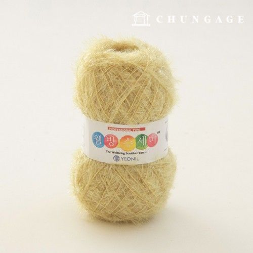 Well-being scrubber yarn glitter knitting yarn scrubber knitting pale gold 086