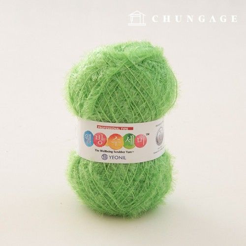 Well-being scrubber yarn Glitter knitting yarn Scrubber knitting Light Green 087