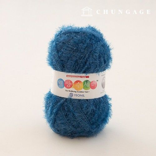 Well-being scrubber yarn glitter knitting yarn scrubber knitting modern blue 092