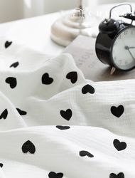 Yoru double gauze fabric cotton non-fluorescent biowashing fabric black heart