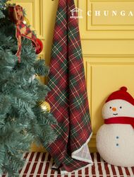 cotton napping Winter microfiber fabric Christmas Check Fabric Oxford Winter Cherry Yellow Red