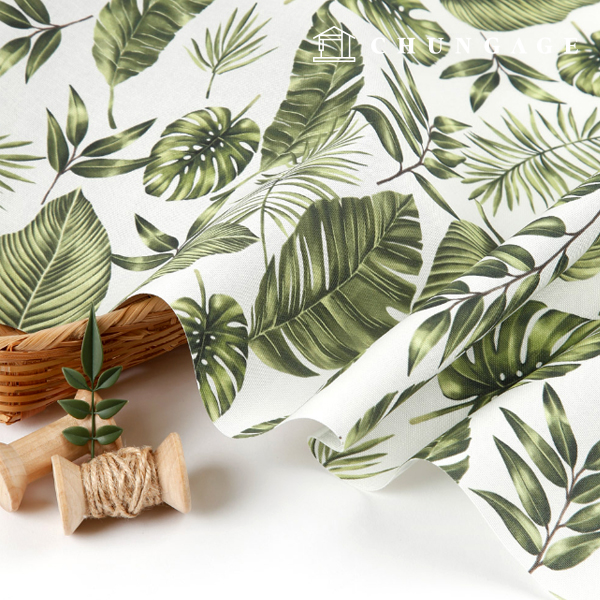 Oxford fabric cotton 20 count eco-friendly DTP Wide Width Green large leaf MOXQ1205