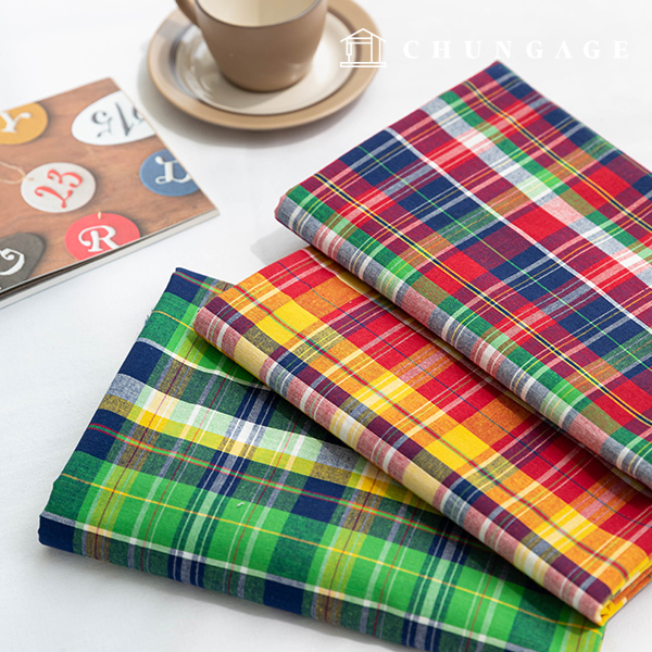1yard Check Fabric Washing Pre-dyed fabric cotton20 count Wide Width yard 3 types of checks
