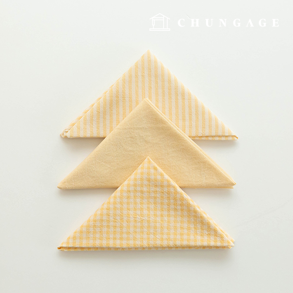 Fabric package Check 4mm scrap fabric cotton Washing Plain piece cloth Melan 3 types 019 light yellow
