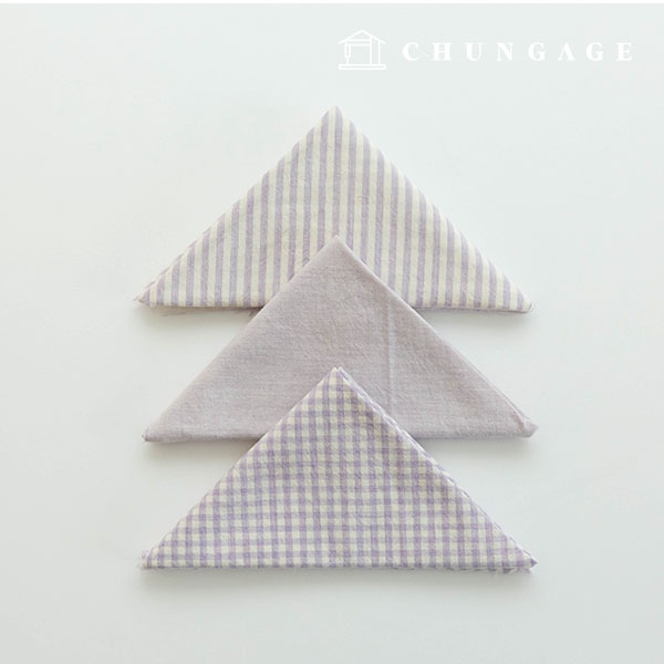 fabric package Check 4mm scrap fabric cotton Plain Doll puppy clothes making Melan 3 types 023 Light Purple