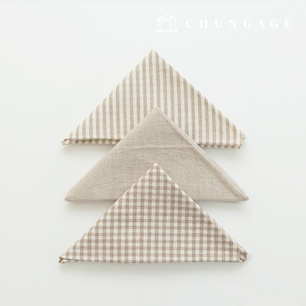 Fabric package Check 4mm scrap fabric cotton Washing Plain piece fabric Melan 3 types 026 Beige