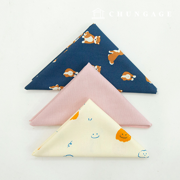 Fabric package zoo group puppy cotton fabric cloud navy pink piece of cloth 3 types 152