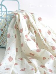 Organic Jacquard Daimaru Fabric Single Jacquard Wide Width Yam Yam Bear