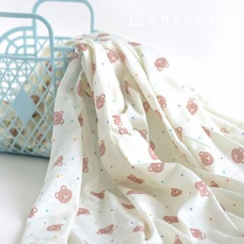Organic Jacquard Daimaru Fabric Single Jacquard Wide Width Yam Yam Bear