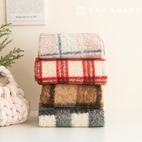 Fur fabric swirly fluffy tumbling Wool fleece Check Fabric dog clothes making fake fur Winter Fabric multi-check 4 types