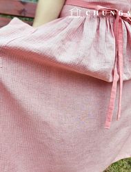 Linen Fabric Lithuania 40 count Bio-washing Check Fabric Pink Gray Check